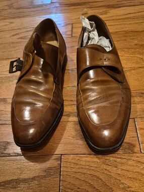 Johnston & Murphy Men's Brown Leather Slip-On Dress Shoes Sz 12 Buckle